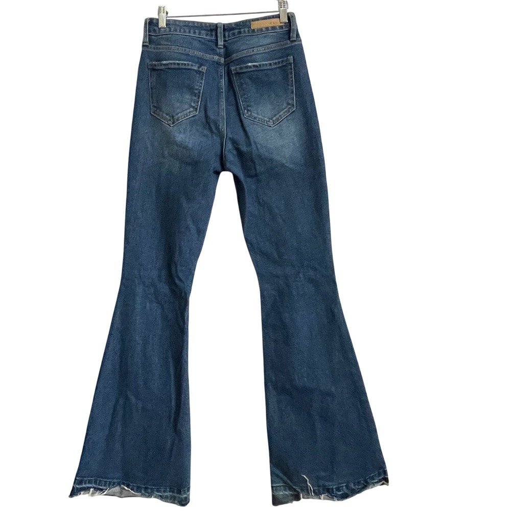 Cello Flare Jeans Size 5 Distressed‎ Knee High Rise Button Fly Y2K Western Style - Picture 3 of 13